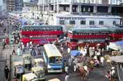 Traffic jam near local bus station at Dhaka. Bangladesh.