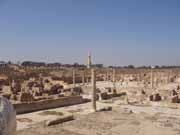 Archaeological Site of Sabratha, Phoenician trading-post was part of the Numidian Kingdom of Massinissa before being Romanized and rebuilt in the 2nd and 3rd centuries A.D. Libya.