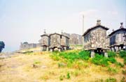 Granite grain stores in Lindoso. Portugal.