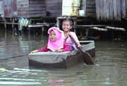 Life on river channels in Banjarmasin. Indonesia.