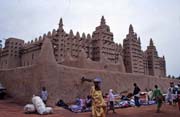 Muddy mosque built at sahel architecture style, Djenn city. Mali.
