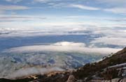 View to the Borneo island from height around 4000 meters. Sabah,  Malaysia.