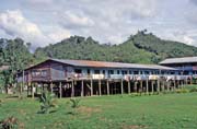 Modern longhouse near Kapit town. Sarawak,  Malaysia.
