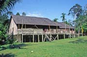 Longhouse. Cultural village near Kuching. Malaysia.