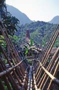 Bamboo bridge. Cultural village near Kuching. Malaysia.