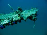 Diving around Togian islands, Kadidiri, plane wreck B24 from the 2nd World War sunken on Mai 3rd, 1945. Sulawesi,  Indonesia.