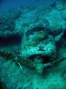 Diving around Togian islands, Kadidiri, plane wreck B24 from the 2nd World War sunken on Mai 3rd, 1945. Sulawesi,  Indonesia.