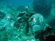 Diving around Togian islands, Kadidiri, plane wreck B24 from the 2nd World War sunken on Mai 3rd, 1945. Sulawesi,  Indonesia.