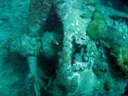 Diving around Togian islands, Kadidiri, plane wreck B24 from the 2nd World War sunken on Mai 3rd, 1945. Sulawesi,  Indonesia.