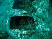 Diving around Togian islands, Kadidiri, plane wreck B24 from the 2nd World War sunken on Mai 3rd, 1945. Sulawesi, Indonesia.