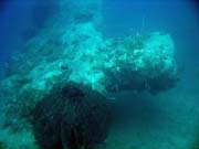 Diving around Togian islands, Kadidiri, plane wreck B24 from the 2nd World War sunken on Mai 3rd, 1945. Sulawesi,  Indonesia.