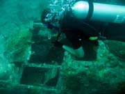 Diving around Togian islands, Kadidiri, plane wreck B24 from the 2nd World War sunken on Mai 3rd, 1945. Sulawesi,  Indonesia.