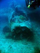 Diving around Togian islands, Kadidiri, plane wreck B24 from the 2nd World War sunken on Mai 3rd, 1945. Sulawesi,  Indonesia.
