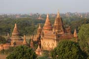 The Temples of Bagan cover an area of 16 square miles. The majority of its buildings were built in the 1000s to 1200s, during the time Bagan was the capital of the First Burmese Empire. Myanmar (Burma).