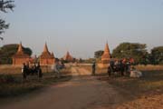 The Temples of Bagan cover an area of 16 square miles. The majority of its buildings were built in the 1000s to 1200s, during the time Bagan was the capital of the First Burmese Empire. Myanmar (Burma).