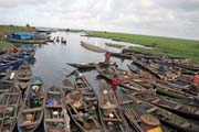 Wharf at Abomey-Calavi town at lakeside of Lake Nokou. Benin.