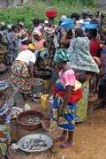 Market at Abomey-Calavi town at lakeside of Lake Nokou. Benin.