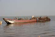 Trabsport is possible only by water. Kofia village at Lake Chad. Cameroon.