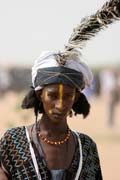 Man from nomadic Wodaab tribe (also called Bororo) before Yaake dance. Cure Sale (Salt cure) festival at In-Gall town. Niger.
