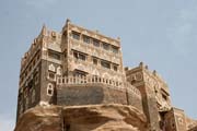 Famous 'rock palace' Dar al-Hajar at Wadi Dhahr. Yemen.