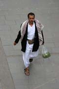 Men with bag full of traditoonal drug qat. Yemen.