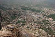 View to the Shibam-Kawkaban village from the top of Jebel Kawkaban mounatin. Yemen.