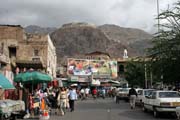Busy street at center of Ta'izz city. Yemen.