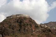 Fortress Qalat al-Qahira raises upon Ta'izz city. Yemen.