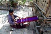 Local and hand operated weaving loom. Mrauk U area. Myanmar (Burma).