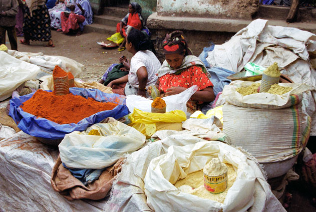 Spice sellers at Dire Dawa market. East,  Ethiopia.