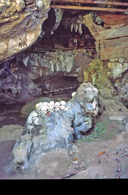 Old graves at cave. Tana Toraja area. Sulawesi,  Indonesia.