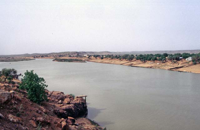 View to Senegal river at Bakel town. Senegal is at right side and Mauritania at left side of the picture. Senegal.