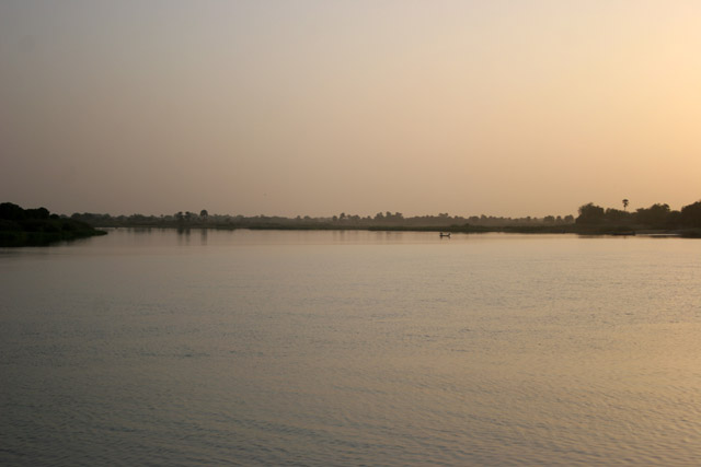 Sunset over Chari river. Lake Chad area. Cameroon.