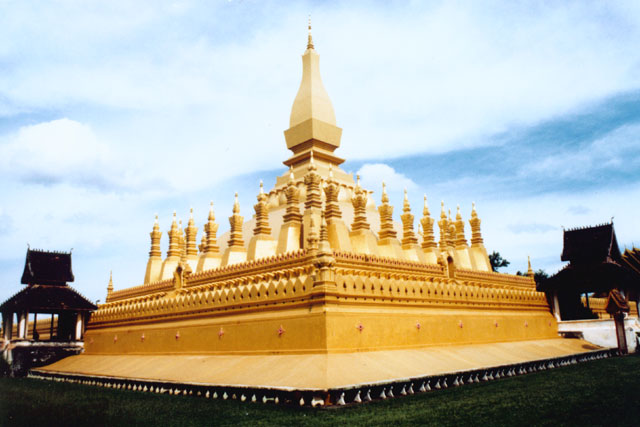 Tha That Luang - the most sacred stupa and also Lao national symbol. Vientiane. Laos.