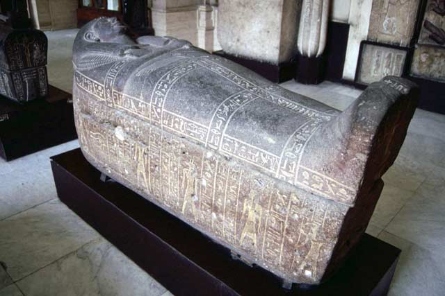 One of the many sarcophagus in Egyptian museum in Cairo. Egypt.