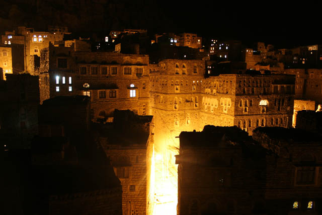 Thilla (Thula) village at the night. Yemen.