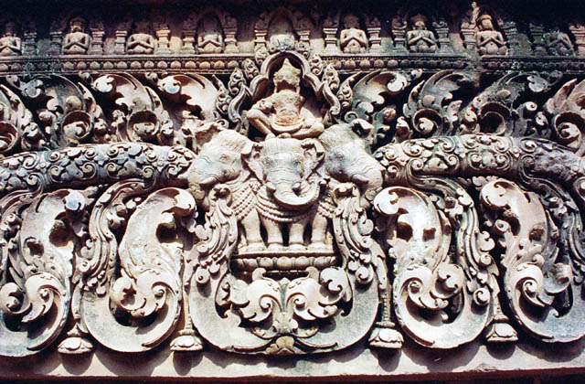 Decoration of Banteay Srei. Angkor Wat temples area. Cambodia.