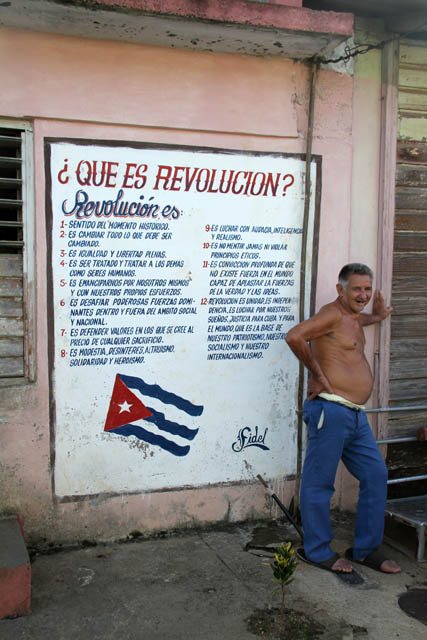 Que es revolucion? House decoration, Baracoa. Cuba.