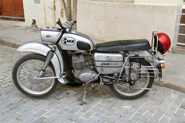 Old motorcycle EMZ made at East Germany. Who does it remember? Havana. Cuba.