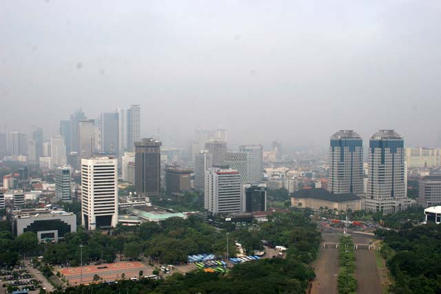 Jakarta is changing. New view to its panorama. Java,  Indonesia.
